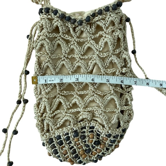 Free People Moonlight Beaded Pouch Purse Crossbody Bag in Cream - Picture 9 of 10